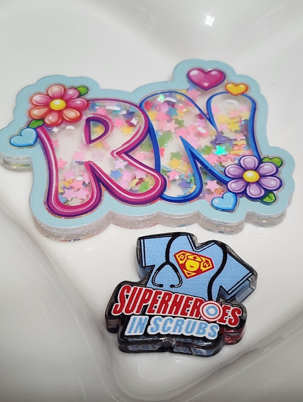 RN Superhero Shaker Flatback Focal Bead Badge Keychain Crafts Beaded Pen Magnet